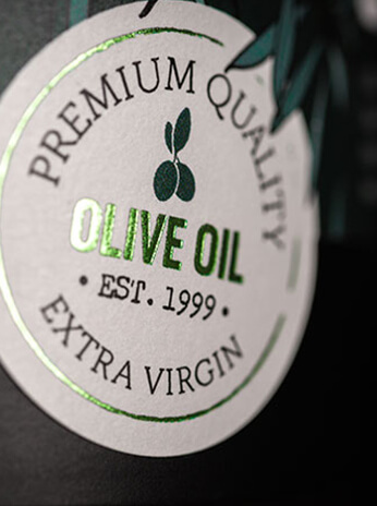 Étiquette-huile-olive-dorure-à-chaud