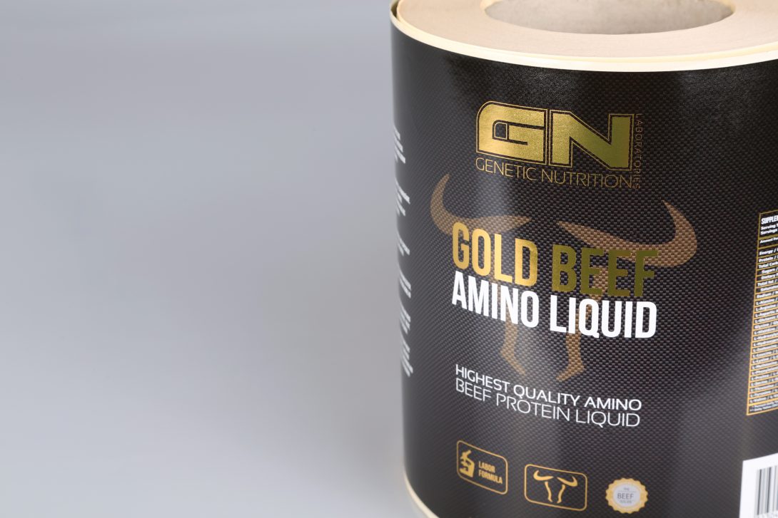 Nahrungsergänzungsmittel Rollenhaftetikett gold